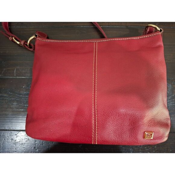 The Sak Red Leather Shoulder Purse With Adjustable Strap/Pre-Owned In Very Good - Picture 4 of 13